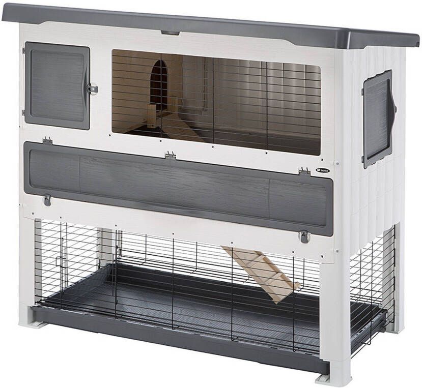 Ferplast Konijnenhok Grand Lodge 140 Plus Dierenverblijf 134x73x117 cm Grijs
