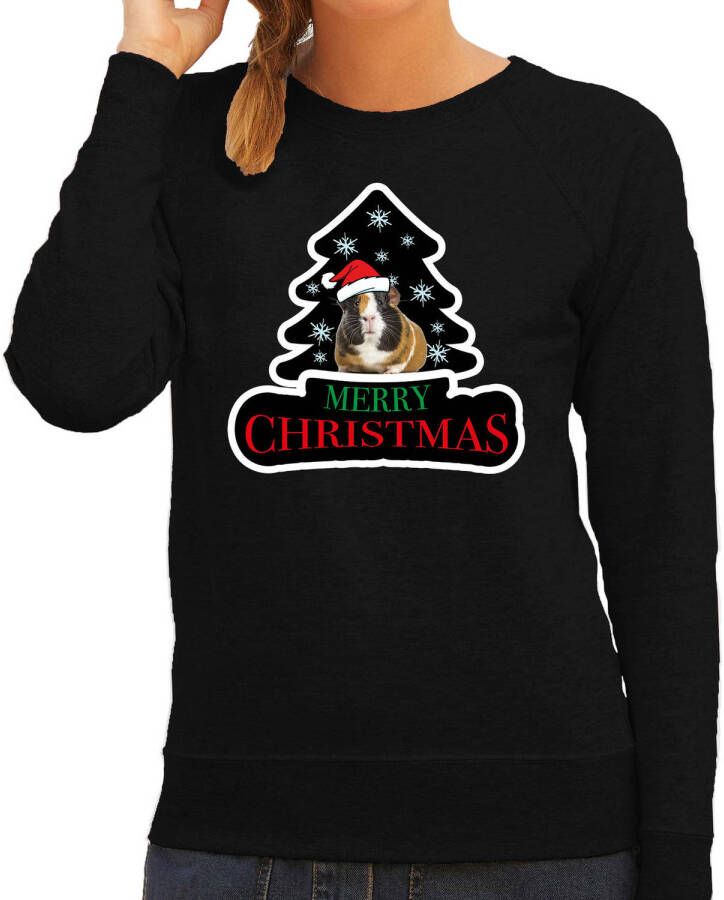 Bellatio Decorations Dieren Kersttrui Cavia Zwart Dames Foute Cavia Knaagdieren Kerstsweater S Kerst Truien
