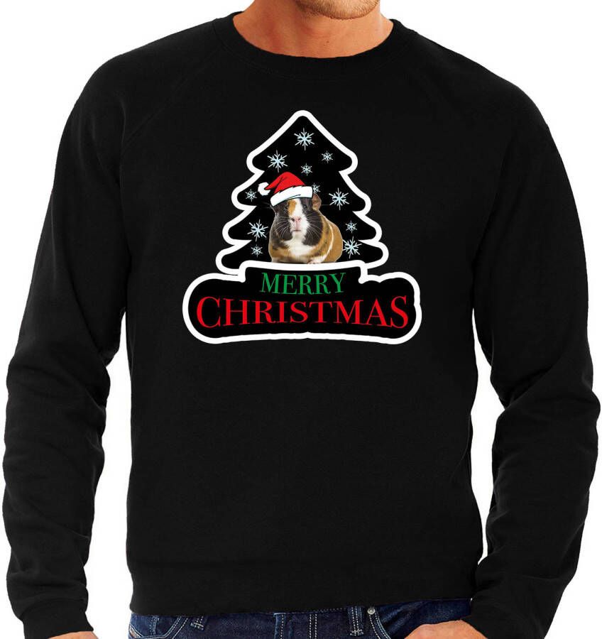 Bellatio Decorations Dieren Kersttrui Cavia Zwart Heren Foute Cavia Knaagdieren Kerstsweater M Kerst Truien