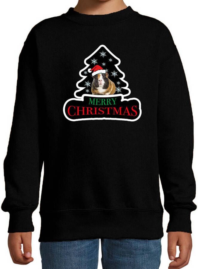 Bellatio Decorations Dieren Kersttrui Cavia Zwart Kinderen Foute Cavia Knaagdieren Kerstsweater 9 11 Jaar(134/146) Kerst Truien Kind