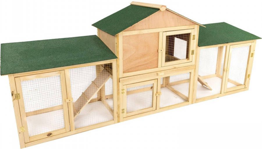 MaxxPet Konijnenhok Bruin Kippenhok Hok Bruin 204 X 45 X 84cm