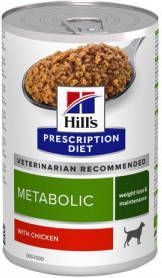 Hill&apos, s Prescription Diet Metabolic Weight Management nat hondenvoer met kip blik 2 trays(24 x 370 gr )