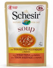 Schesir Soup wilde tonijn met papaya natvoer kat(zakjes 85 g)2 dozen(40 x 85 gr )