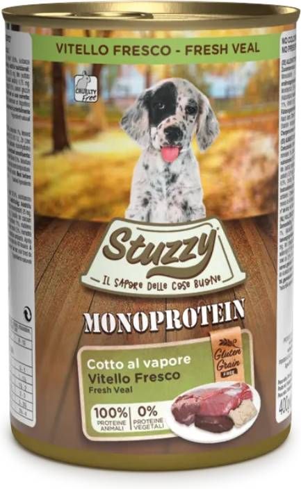 Stuzzy Monoprotein kalfsvlees puppy nat hondenvoer 400 gr. 2 dozen(12 x 400 gr )