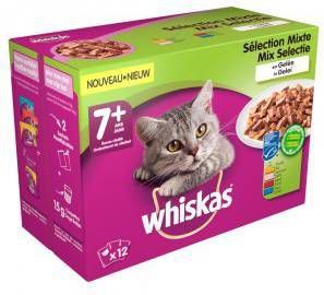 Whiskas 7+ Mix Selectie in gelei multipack 12 x 100g Per 2 verpakkingen(12 x 100g )
