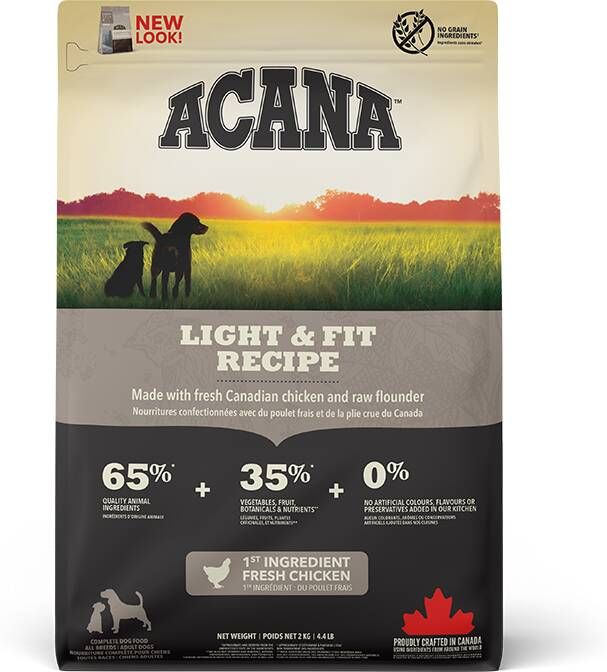 Acana Heritage Light & Fit hondenvoer 2 x 11,4 kg + 2 x Chicken Treats Gratis