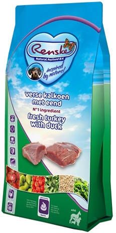 Renske Super Premium Adult Verse Eend & Konijn hondenvoer 2 x 12 kg + gratis 1 tray Vers Eend en Konijn