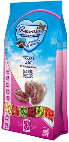 Renske Super Premium Adult Graanvrij Verse Lam hondenvoer 2 kg + Renske Verse Bio Worst Rund Gratis