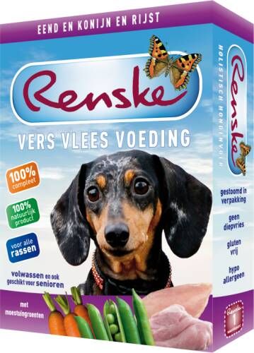 Renske Vers Gestoomd eend met konijn hondenvoer(395 gr)2 trays(20 x 395 gr )