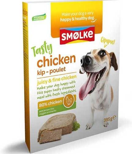 Smolke Smølke Tasty Chicken vers gestoomde kip nat hondenvoer 2 x(10 x 395 gr )