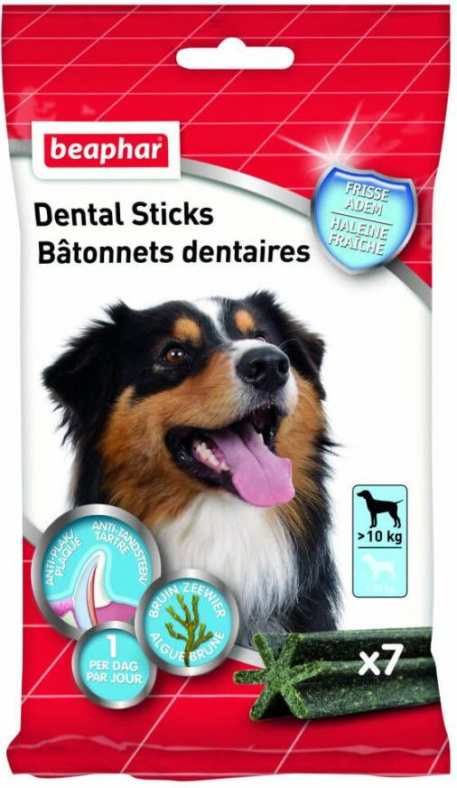 Beaphar Dental Sticks middel / grote hond 2 x 182 gram + 182 gram gratis