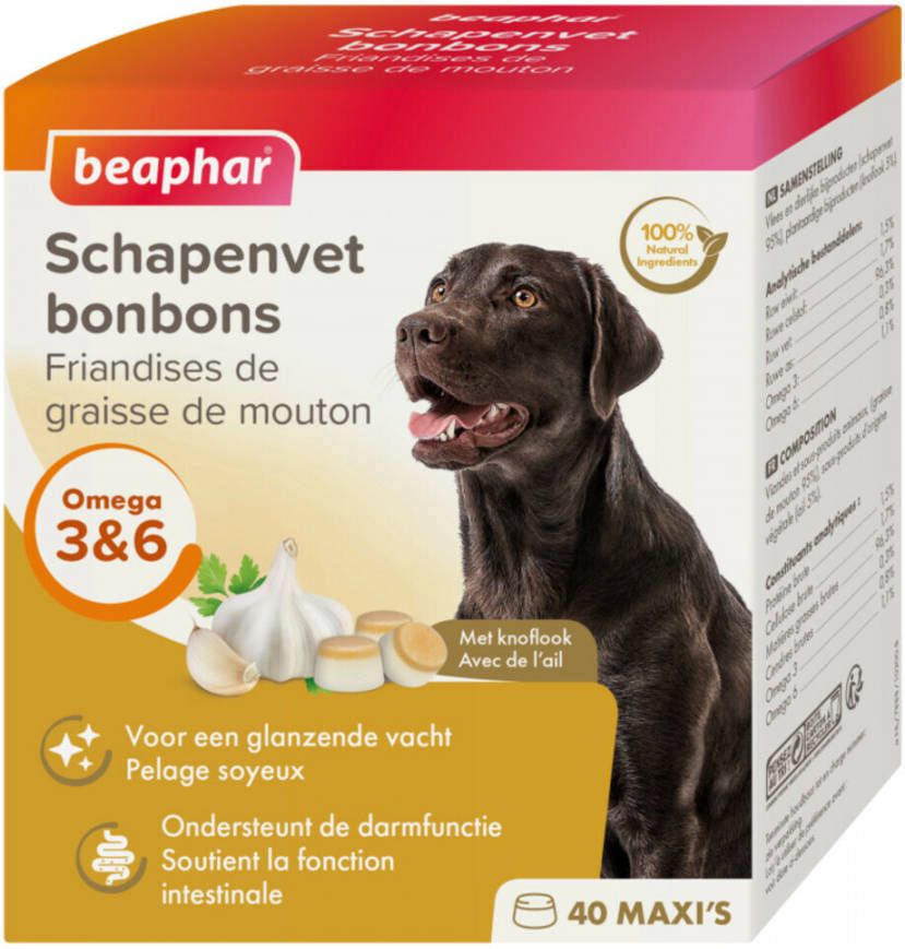 Beaphar Schapenvetbonbons Knoflook Hondensnacks Medium