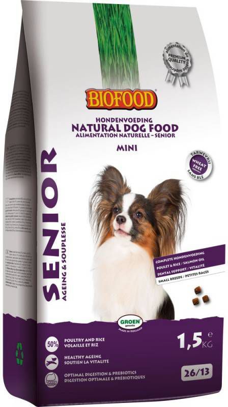 Biofood BF Petfood Senior Mini gevogelte hondenvoer 1, 5 kg