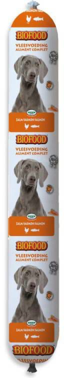 Biofood BF Petfood Vleesvoeding worst kip met zalm hondenvoer(800 g)3 x 800 gram