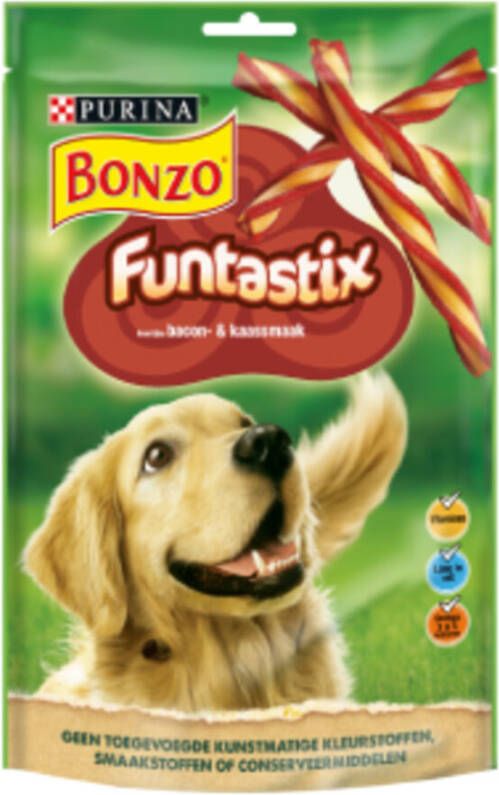 Bonzo Funtastix hondensnacks met bacon en kaassmaak(175 gr)Per 6