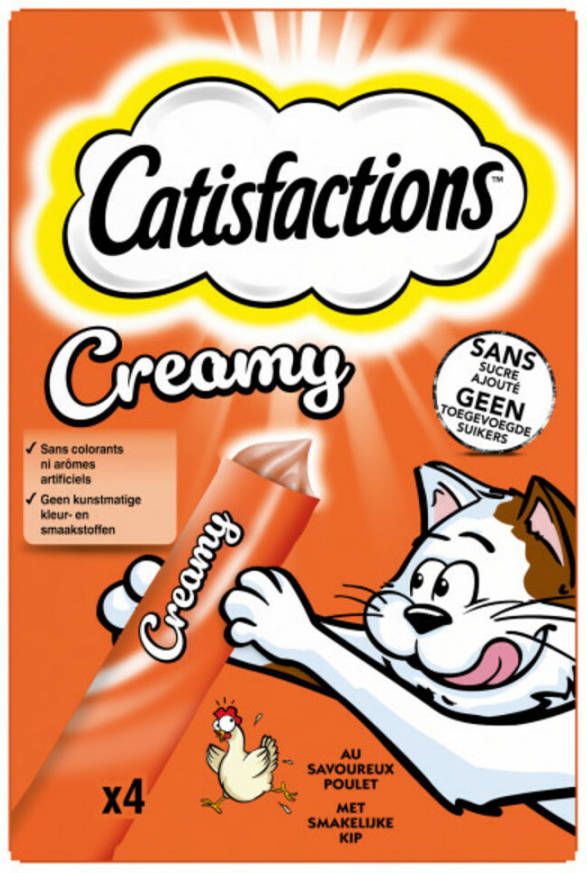 Catisfactions 11x Kattensnack Kip Creamy 4 x 10 gr