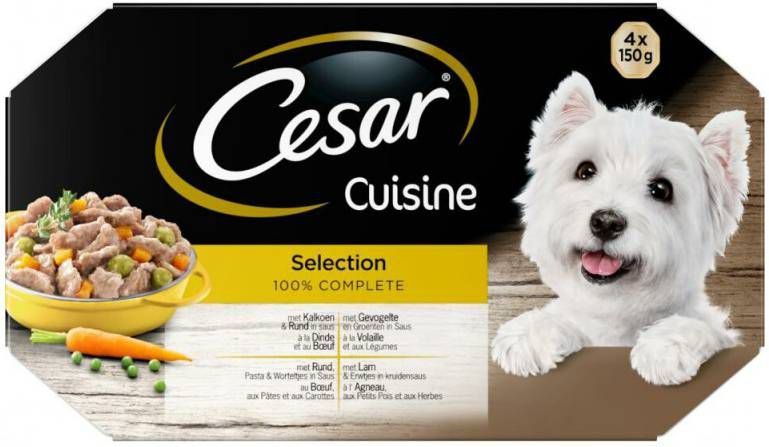 Cesar Alu Multipack Cuisine Hondenvoer Mix 4x150 g