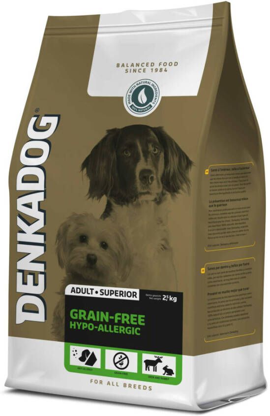 Denkadog Grain-Free Hypo-Allergic Hert&Konijn&Zoete Aardappel Hondenvoer 14 kg