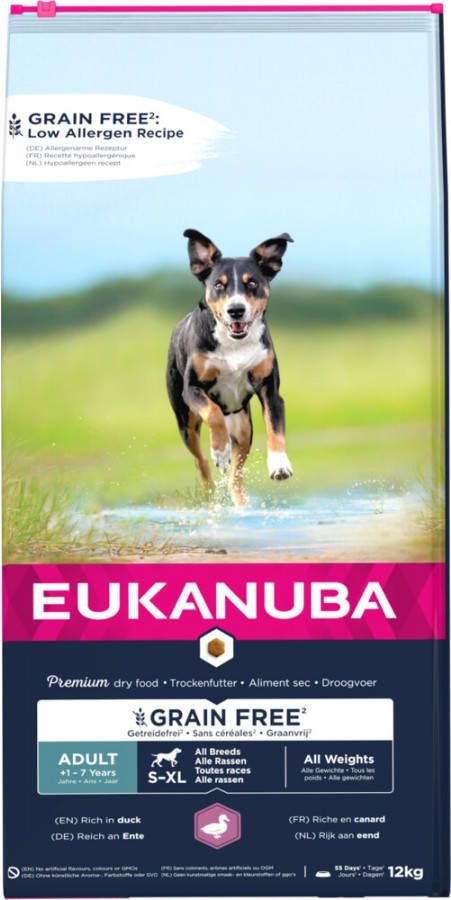 Eukanuba Adult Grain Free Eend Hondenvoer 12 kg