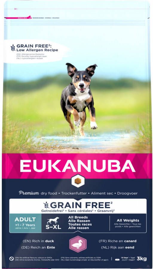 Eukanuba Adult Grain Free Eend Hondenvoer 3 kg