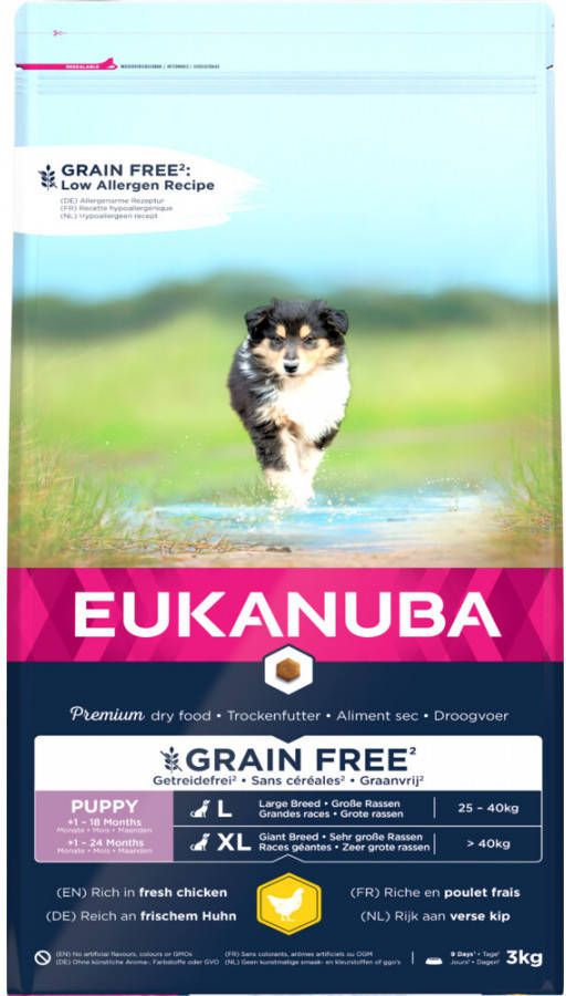 Eukanuba Pup & Junior Large Grain Free Kip Puppy Hondenvoer 3 kg