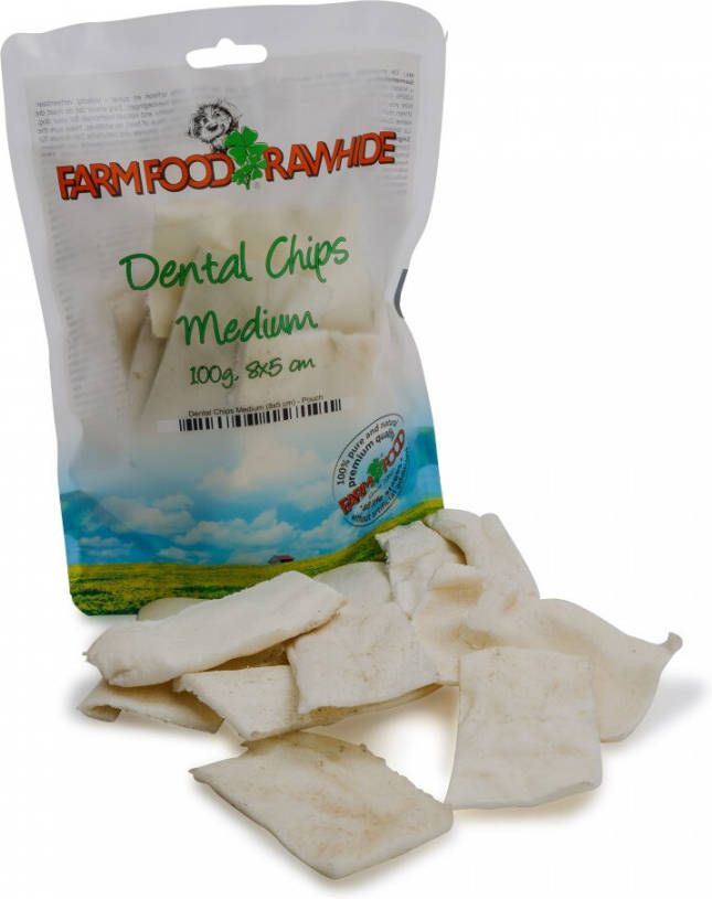 Farm Food Rawhide Dental Chips Hondensnacks Rund 4 x 8 cm 100 g Wit