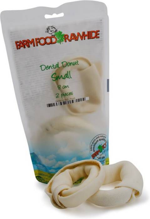 Farm Food Rawhide Dental Donut Hondensnacks Rund Ø 8-10 cm 60 g Wit 2 stuks Small