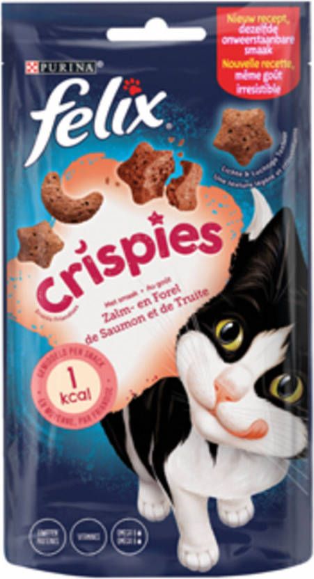 Felix Crispies Snacks zalm & forelsmaak kattensnoep Per 4