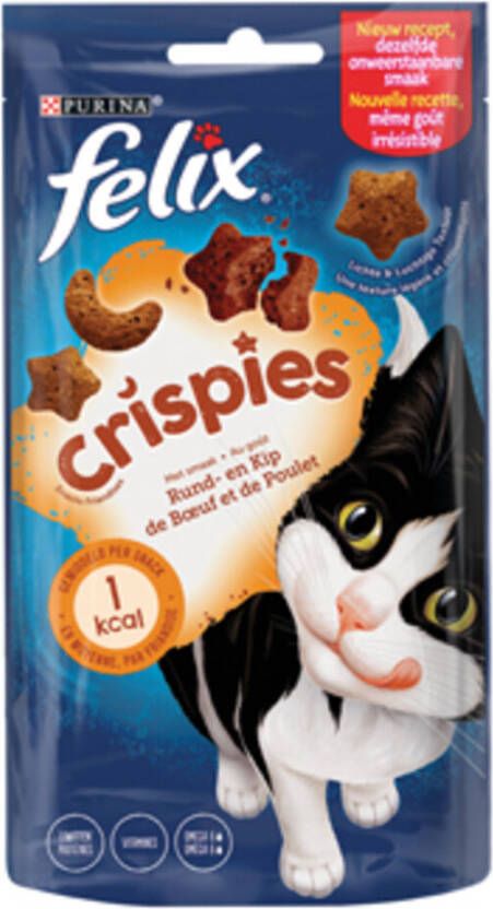Felix Crispies Snacks rund & kipsmaak kattensnoep Per 8