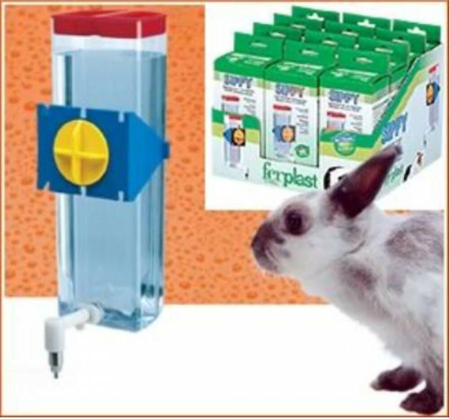 Ferplast Drinkfles Sippy 600 Ml 24 Cm Staal Blauw/transparant