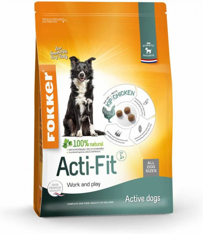 Fokker Acti Fit hondenvoer 2 x 13 kg + gratis Fokker Meat Roll 800 gram