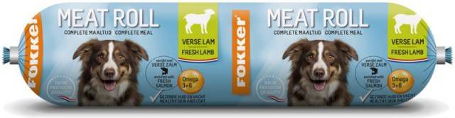 Fokker Meat Roll Lam met Zalm hondenvoer 10 x 800 gram
