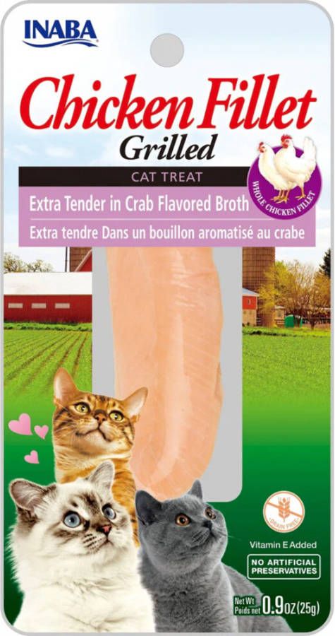 Inaba 12x Kattensnack Grilled Chicken Krab Bouillon 25 gr