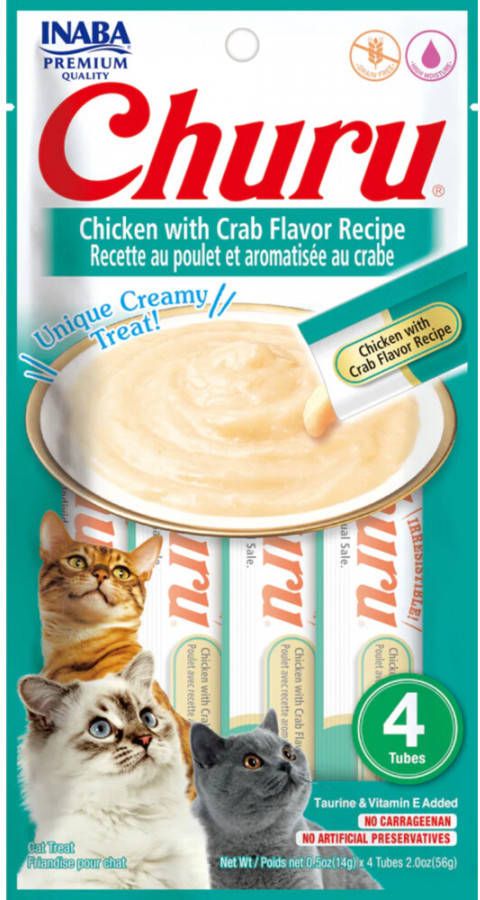 Inaba Churu Purée Kattensnack Kip Krab 15 4 stuks