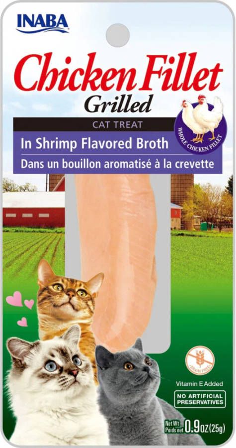 Inaba 12x Kattensnack Grilled Chicken Garnalen Bouillon 25 gr