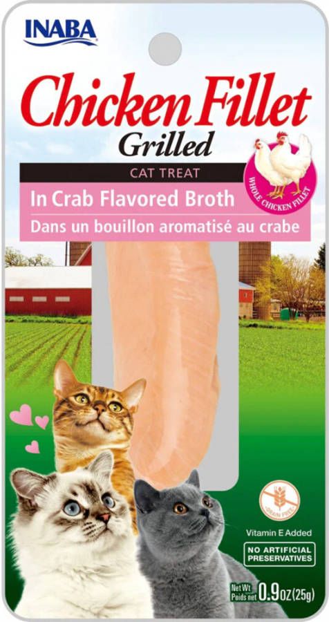 Inaba 12x Kattensnack Grilled Chicken Krab Bouillon 25 gr