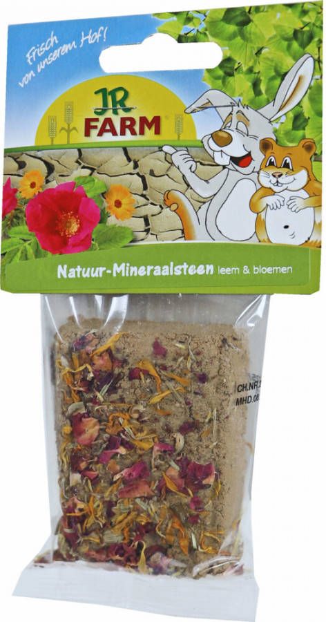 JR Farm Knaagsteen Leem Met Bloemen Supplement 3.5 x 9 x 15 cm 100 g