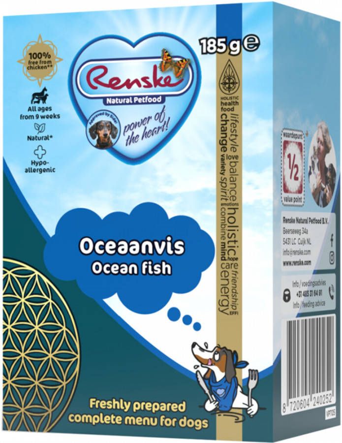 Renske oceaanvis Vers Bereid nat hondenvoer 24 x 185 gr