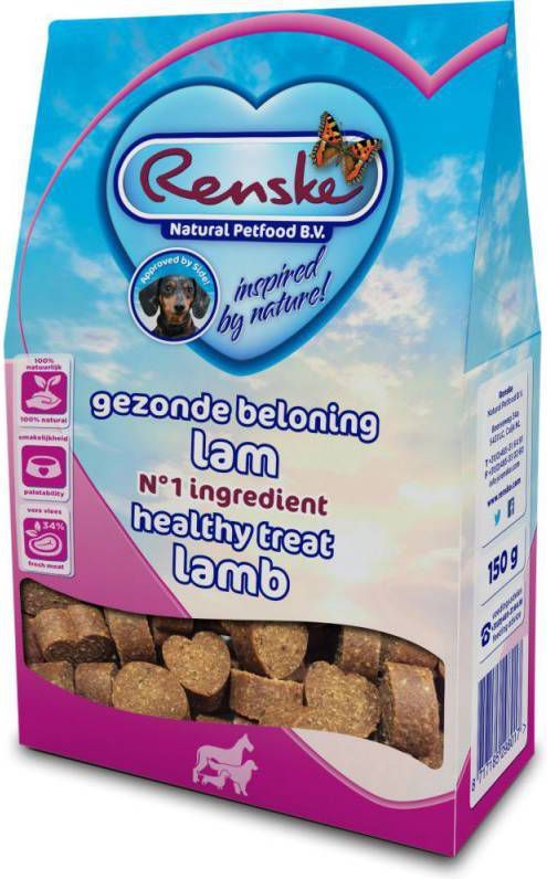 Renske Gezonde Beloning Hartjes 150 g Hondensnacks Lam