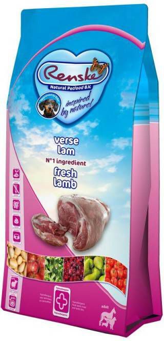 Renske 8x Super Premium Hondenvoer Adult Graanvrij Verse Lam 600 gr