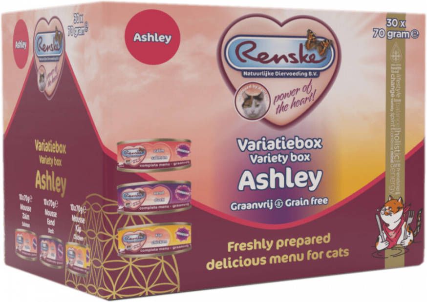 Renske Variatie Box Ashley Kattenvoer Zalm Eend Kip 30 x 70 g Mousse