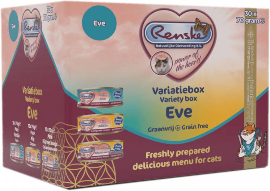 Renske Variatie Box Eve Kattenvoer Tonijn Kip Konijn 30x70 g Paté