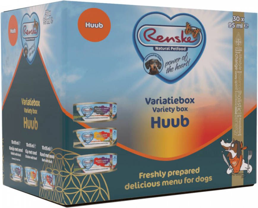 Renske Vers Bereid Variatiebox Huub hondenvoer(30x95g)2 trays(60 x 95 gr )