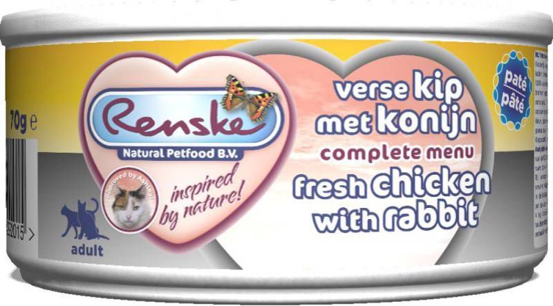 Renske Vers Vlees Voeding Kat Kip Konijn Pate 70 gr