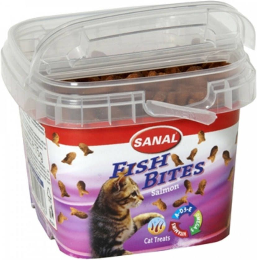Sanal Fish Bites Cat Treats Kattensnack Zalm 75 g