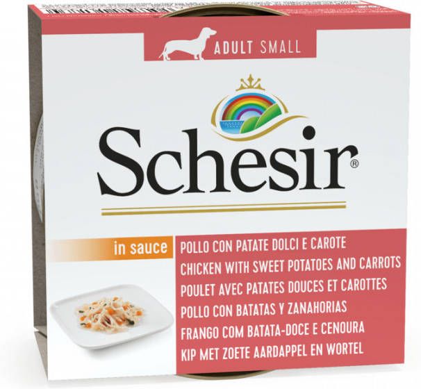 Schesir 14x Hondenvoer Kip Aardapppel Wortel in Saus 85 gr