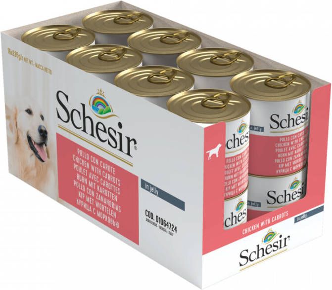 Schesir 16x Hondenvoer Kip Wortel in Gelei 285 gr