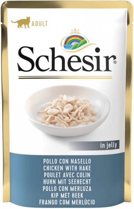 Schesir Cat Maaltijdzakjes Adult In Gelei 85 g Kattenvoer Kip&Kabeljauw