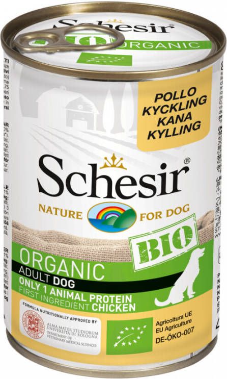 Schesir Hond Biologisch Adult Kip 6 x 400 g blikken