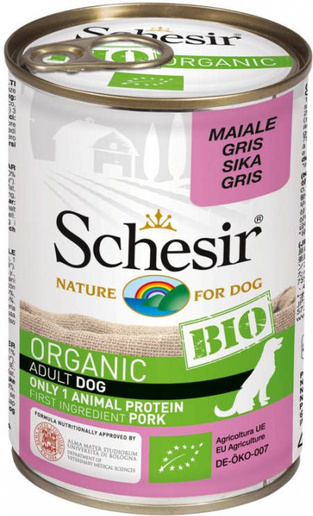 Schesir Hond Biologisch Adult Varken 6 x 400 g blikken